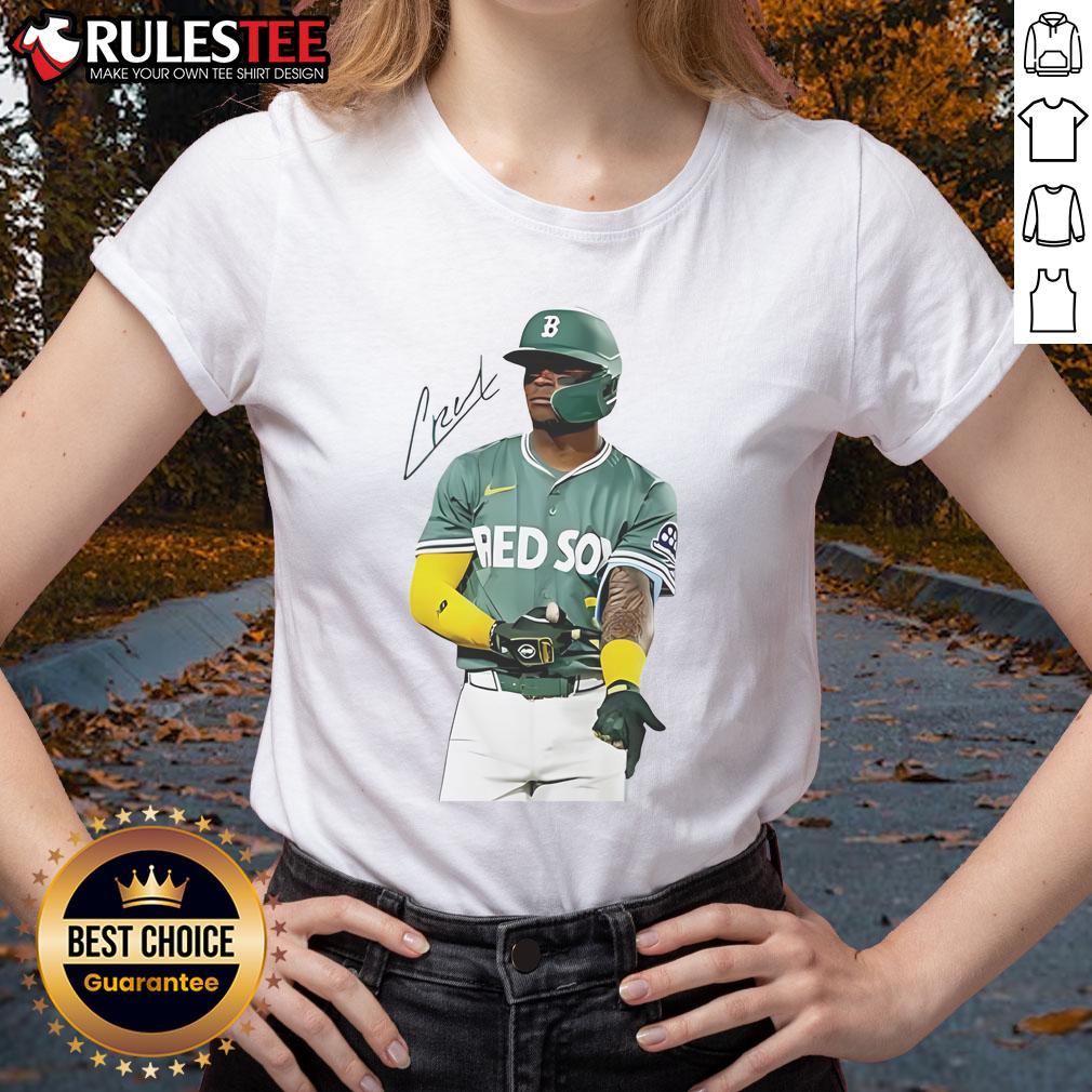Official Ceddanne Rafaela Boston Red Sox Signature Ladies Tee Official Ceddanne Rafaela Boston Red Sox signature ladies tee, showcasing team pride and stylish design for female fans.