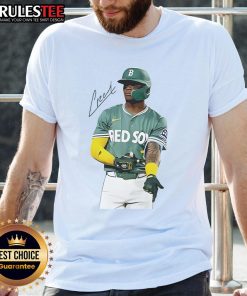 Official Ceddanne Rafaela Boston Red Sox Signature T-Shirt featuring team colors and player signature print.