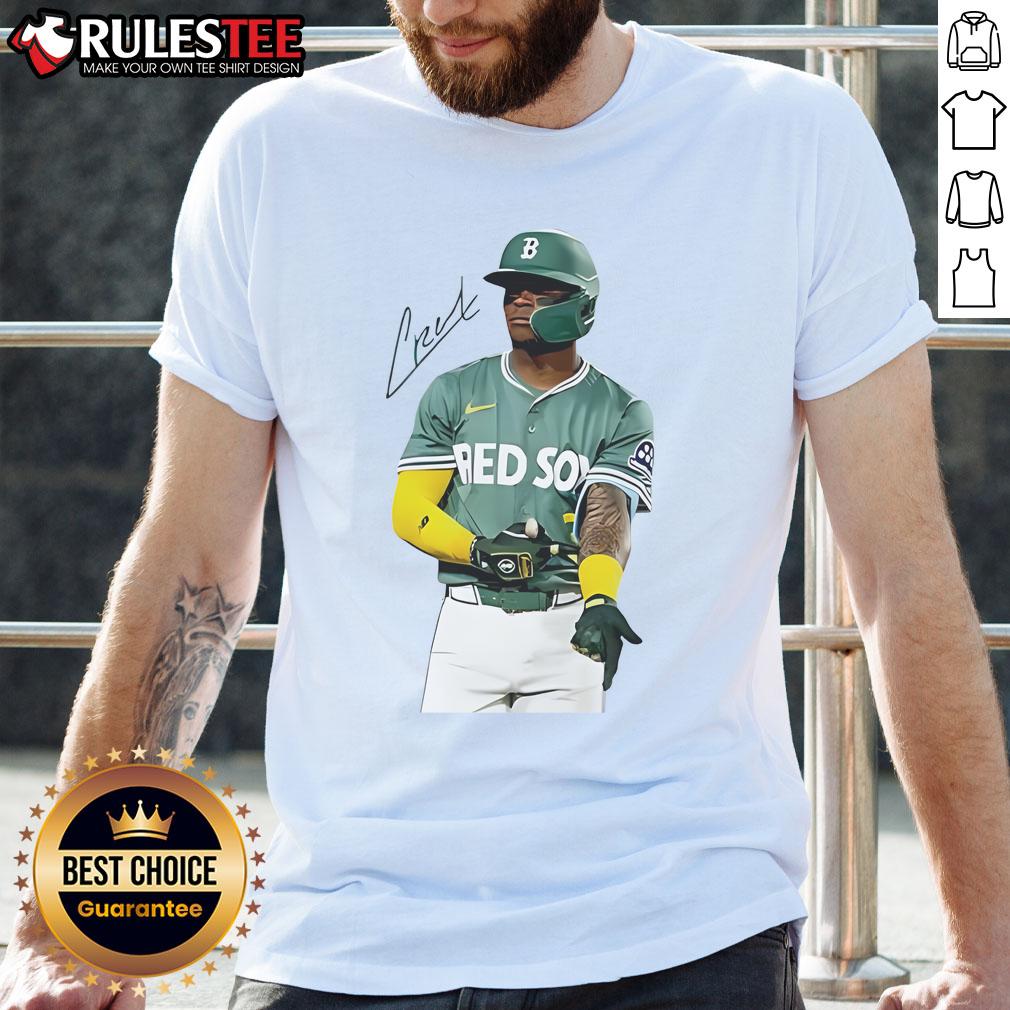 Official Ceddanne Rafaela Boston Red Sox Signature T Shirt Official Ceddanne Rafaela Boston Red Sox Signature T-Shirt featuring team colors and player signature print.