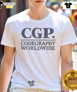 Alt Text: Official CGP Codegraphy Worldwide T-Shirt featuring a stylish design and vibrant colors, perfect for tech enthusiasts.