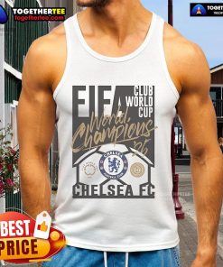 Official Chelsea 2025 FIFA Club World Cup Champions tank top featuring vibrant team colors and logo design.