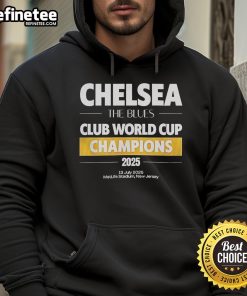Alt Text: Official Chelsea The Blues Club World Cup Champions 2025 hoodie featuring team logo and vibrant blue design.
