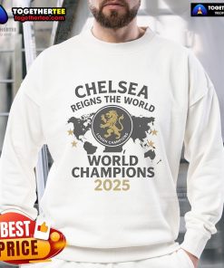 Alt Text: Official Chelsea World Champions 2025 sweatshirt showcasing team pride and style for fans.