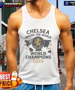 Alt Text: Official Chelsea World Champions 2025 tank top showcasing vibrant design celebrating Chelsea's reign in football.