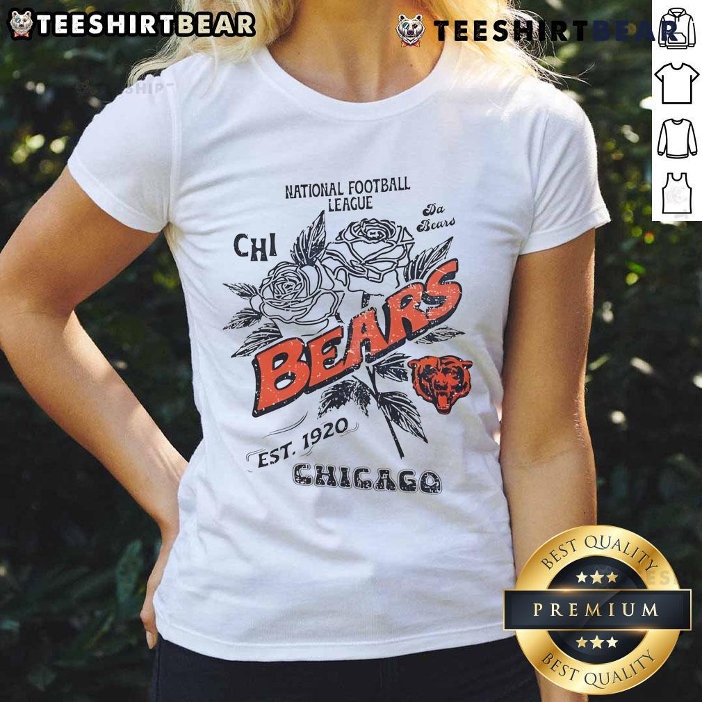 Official Chicago Bears Rose National Football League Est 1920 Ladies Tee Official Chicago Bears ladies tee featuring NFL logo, established 1920, perfect for fans of the National Football League.