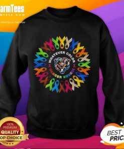 Chicago Bears Whatever Color Cancer Sucks Sweatshirt, featuring team logo and supportive message for cancer awareness.