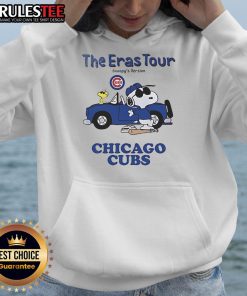 Official Chicago Cubs The Eras Tour Snoopy Hoodie featuring vibrant team colors and playful Snoopy design, perfect for fans.