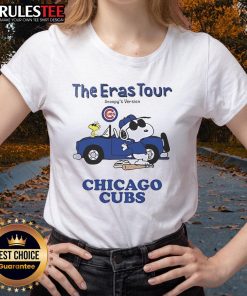 Alt Text: Official Chicago Cubs The Eras Tour Snoopy Ladies Tee featuring vibrant graphics and a stylish design for fans.