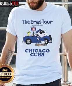 Official Chicago Cubs The Eras Tour Snoopy T-Shirt featuring colorful graphics and vintage sports style design.