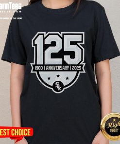 Official Chicago White Sox 125th Anniversary 1990-2025 logo on a ladies tee, celebrating the team's rich history.