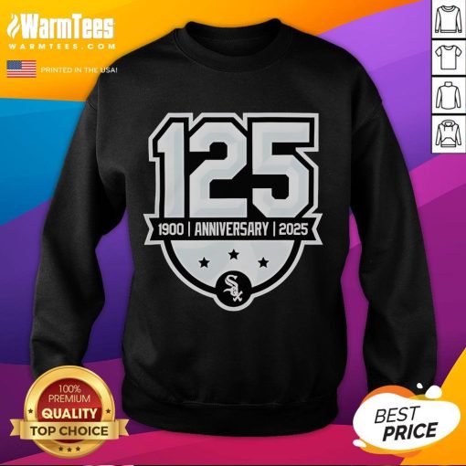 Official Chicago White Sox 125th Anniversary 1990-2025 Logo Sweatshirt showcasing team pride and history.