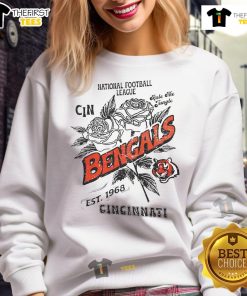 Official Cincinnati Bengals Rose Sweatshirt - National Football League Est. 1968, perfect for fans and game day wear.