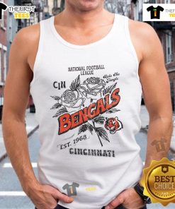 Alt Text: Official Cincinnati Bengals Rose Tank Top, celebrating NFL heritage since 1968, perfect for fans and casual wear.