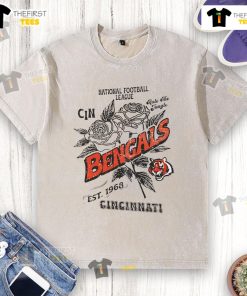 Official Cincinnati Bengals Rose T-Shirt, National Football League, Established 1968, stylish and comfortable for fans.