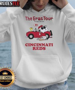Official Cincinnati Reds The Eras Tour Snoopy Hoodie featuring vibrant graphics and a cozy design, perfect for fans.