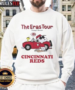 Official Cincinnati Reds The Eras Tour Snoopy sweatshirt featuring vibrant graphics and a cozy fit for fans.
