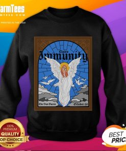 Alt Text: Official Clairo Immunity Angel Stained Glass Sweatshirt featuring vibrant stained glass design and cozy fit.