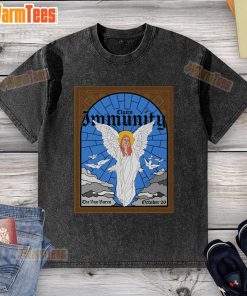 Alt Text: Official Clairo Immunity Angel Stained Glass Washed T-Shirt featuring vibrant angel graphics on a soft fabric.