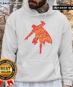 Silhouette hoodie featuring 'Official Cleveland Birth Place of a Superhero' design, perfect for superhero fans and fashion.