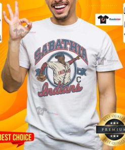 Official Cleveland Indians CC Sabathia T-Shirt featuring team logo and player name, perfect for baseball fans.
