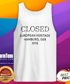 Official Closed European Heritage Hamburg 1978 tank top featuring vintage design and iconic graphics.