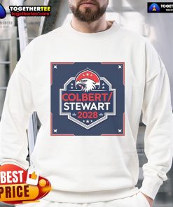 Alt Text: Official Colbert Stewart 2028 sweatshirt featuring a bold design and vibrant colors, perfect for campaign supporters.