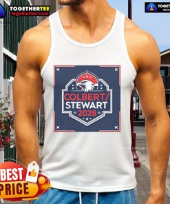 Official Colbert Stewart 2028 tank top featuring bold campaign graphics and a stylish design for supporters.