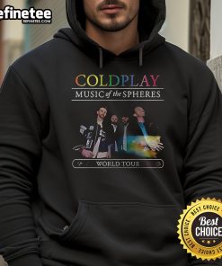 Alt Text: Official Coldplay Music Of The Spheres World Tour 25 Hoodie featuring vibrant design and tour logo prominently displayed.
