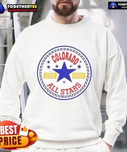 Alt Text: Official Colorado Denver All-Stars logo sweatshirt featuring vibrant colors and stylish design for fans.