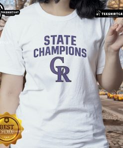 Official Colorado Rockies State Champions Ladies Tee showcasing team pride and stylish design for female fans.