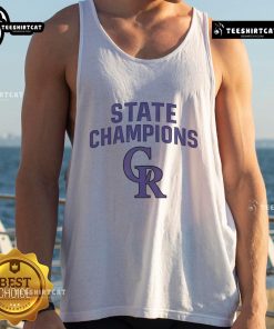 Official Colorado Rockies State Champions tank top featuring team colors and logo, perfect for fans and champions alike.