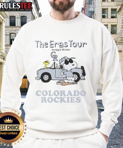 Official Colorado Rockies The Eras Tour Snoopy Sweatshirt featuring vibrant graphics and a cozy design for fans.