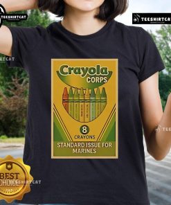 Official Crayola Corps standard issue for Marines ladies tee in vibrant colors, showcasing military pride and creativity.