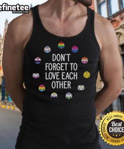 Official Critical Role LGBTQ Pride Flags tank top with 'Don't Forget to Love Each Other' design for fans.