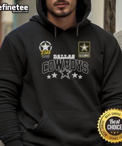 Official Dallas Cowboys US Army 250th Birthday Celebration Hoodie featuring team logo and patriotic design.