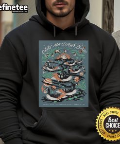 Alt Text: Official Dave Matthews Band July 8, 2025 poster hoodie at Budweiser Stage in Toronto, ON, featuring vibrant design.