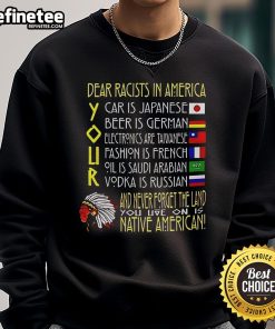 Official Dear Racists in America Sweatshirt featuring bold text design, perfect for promoting anti-racism messages.