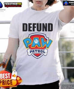 Alt Text: Official Defund Paw Patrol Logo T-Shirt featuring a bold design and vibrant colors promoting the defund movement.