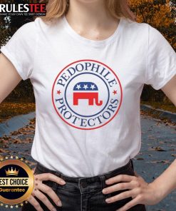 Official Democrats Pedophile Protectors Ladies Tee featuring bold graphic design on a stylish women's t-shirt.