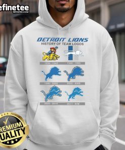 Official Detroit Lions History of Team Logos Hoodie featuring iconic designs and team colors for fans.