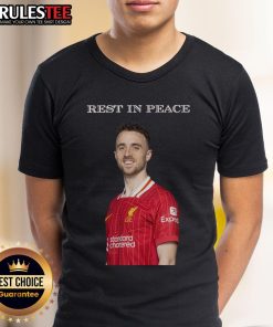 Official Diogo Jota Rest In Peace T-Shirt featuring a tribute design honoring the football star.