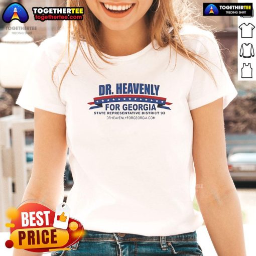 Official Dr. Heavenly for Georgia State Representative District 93 ladies tee featuring campaign logo and vibrant design.