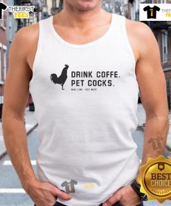 Official Drink Coffee Pet Cocks Wine Line Key West tank top featuring vibrant graphics and a casual summer vibe.