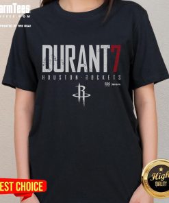 Official Durant 7 Houston Rockets 500 Level NBPA Ladies Tee showcasing stylish design for female basketball fans.