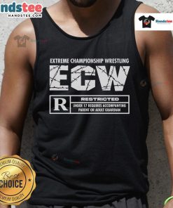 Official ECW Rated R Restricted Under 17 logo on a stylish tank top, perfect for wrestling fans and collectors.