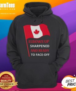 Official Elbows Up hoodie featuring a Canada flag design, sharpened and ready for a face-off in style.