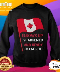 Official elbows up sweatshirt featuring the Canada flag, sharpened and ready for a face-off in style.