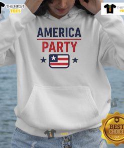 Alt Text: Official Elon Musk America Party hoodie featuring a prominent USA flag design, perfect for fans and patriots.