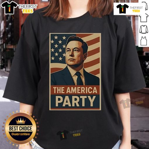 Official Elon Musk Political Party The America Party ladies tee featuring a stylish design for supporters.