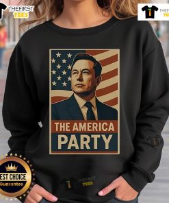 Official Elon Musk Political Party The America Party sweatshirt featuring bold graphics and vibrant colors.